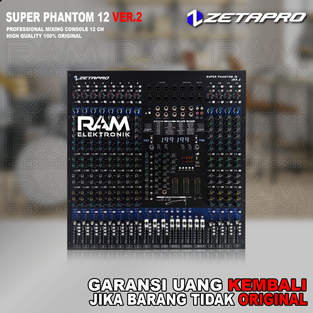 Mixer 12 Channel ZETAPRO SUPER PHANTOM 12 VER.2 | VER 2 Double Effect Original