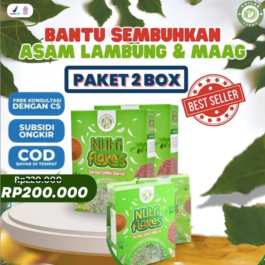 

PROMO 2 BOX Nutriflakes Original Sereal Umbi Garut Solusi Atasi Asam Lambung, Gerd dan Maag