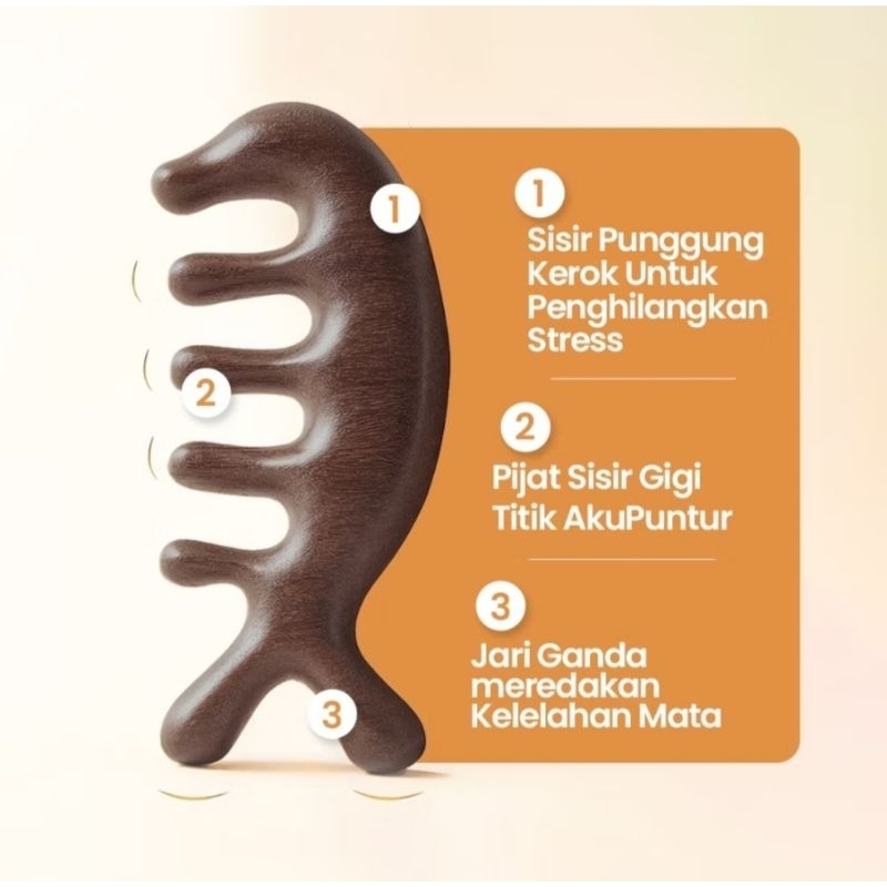 Sisir kayu pijat Terapi Kepala Dahi Tangan