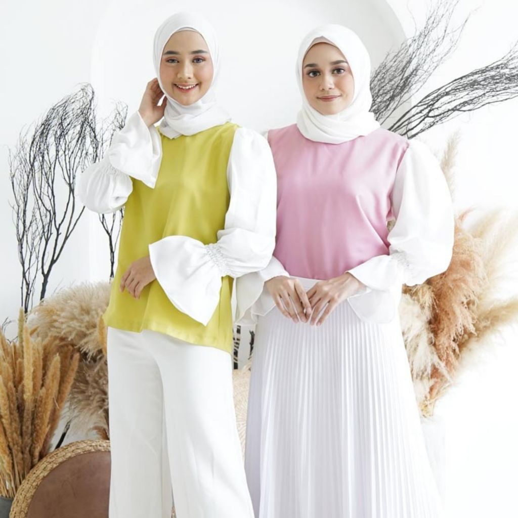 Blouse Kombinasi Bahan/Blouse Balon Kombinasi