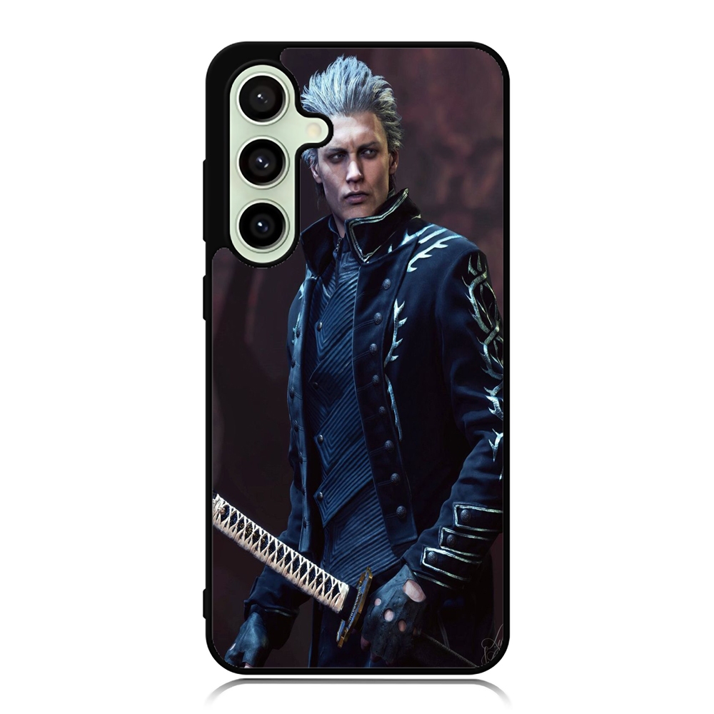 Case Samsung A56 A55 A54 A53 A52 A51 A50 A17 A07 TPU Rubber Custom VERGIL Devil May Cry Figure