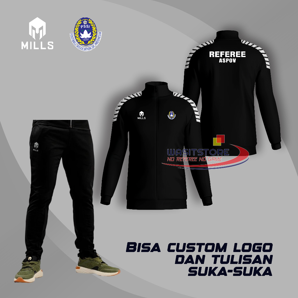 SETELAN JAKET WASIT REFEREE LIST LENGAN, JAKET DAN CELANA JOGER (PSSI - REFEREE ASPROV)