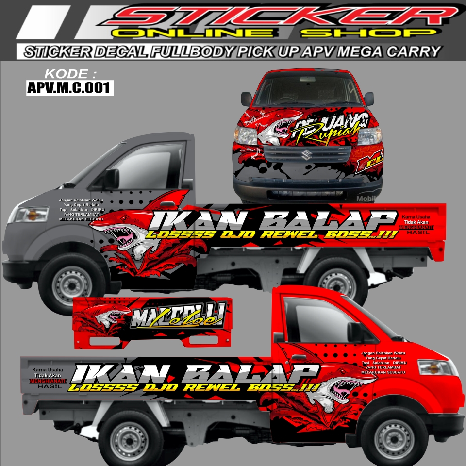 DECAL PICK UP MEGA CARRY APV MOTIF FULL BODY MOBIL STIKER VARIASI CUSTOM
