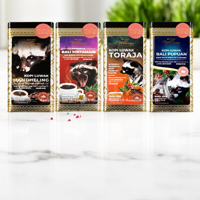 

Worcas 100gr Kopi Luwak Mandheling Bali Kintamani Toraja Bubuk Kemasan Kaleng Workas Coffee Ground Loewak