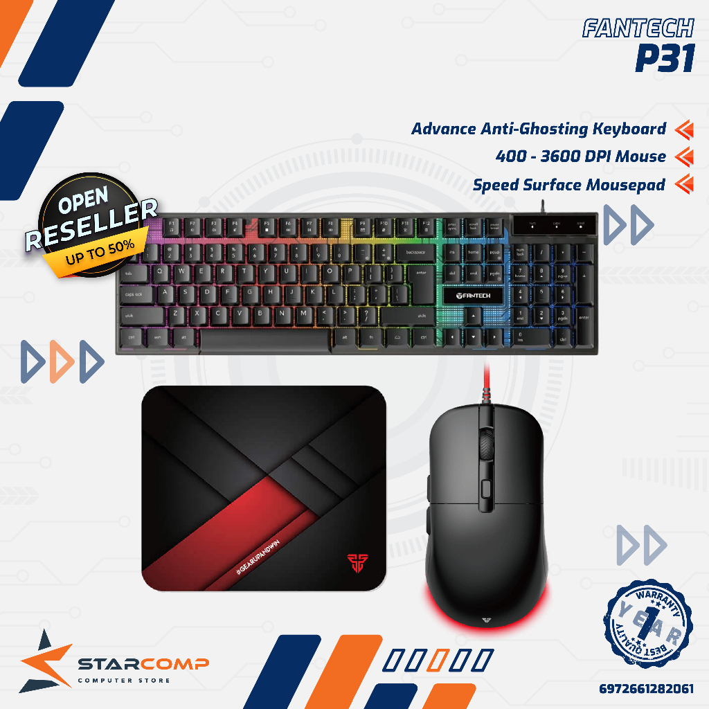Fantech 3in1 Combo P31 Gaming Keyboard Mouse Mousepad