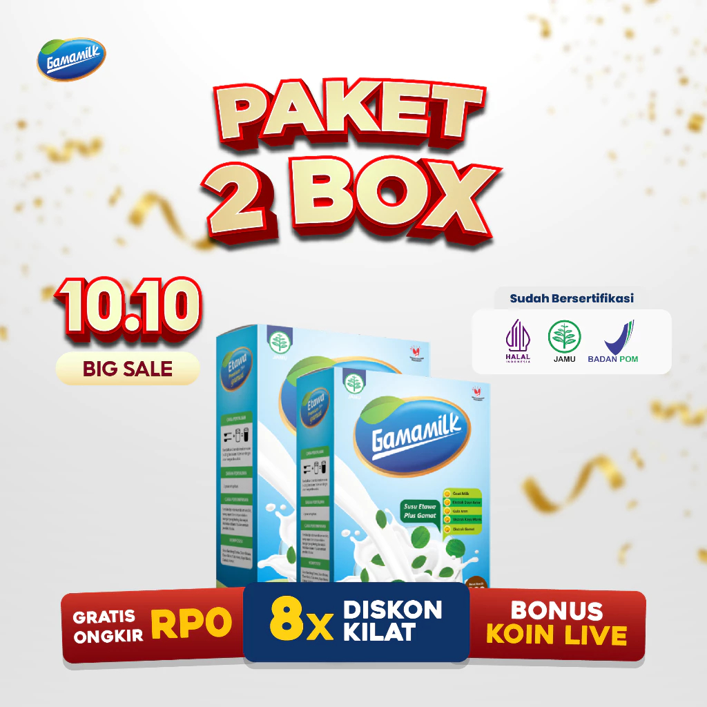 

[ ISI 2 BOX ] GAMAMILK - Susu Etawa Dengan Ekstrak Gamat dan Ekstrak Daun Kelor HALAL BPOM MUI