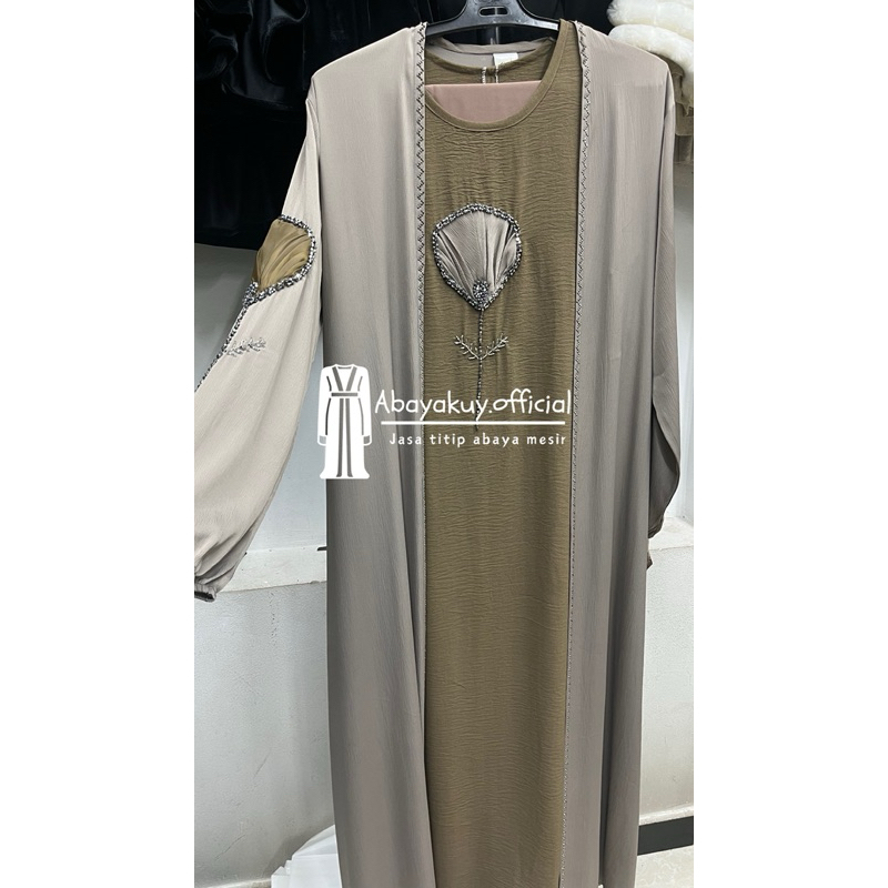 ABAYA ORIGINAL MESIR - SET INNER OUTER FREE PASHMINA