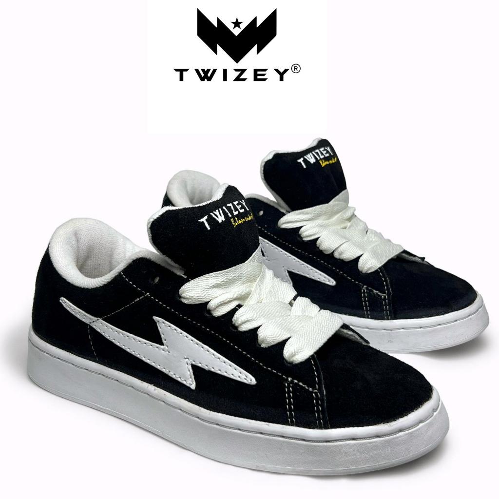 TWIZEY-SEPATU TWIZEY BIG BUMBLE BLACK WHITE-SEPATU FULL SUEDE ORIGINAL LOKAL BRAND