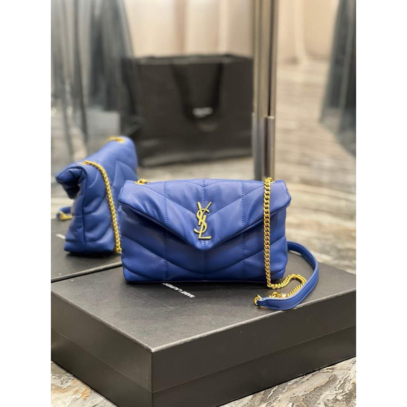 With rec/bill YSL LOULOU PUFFER MINI BAG YSL CANVAS AND SMOOTH LEATHER Original