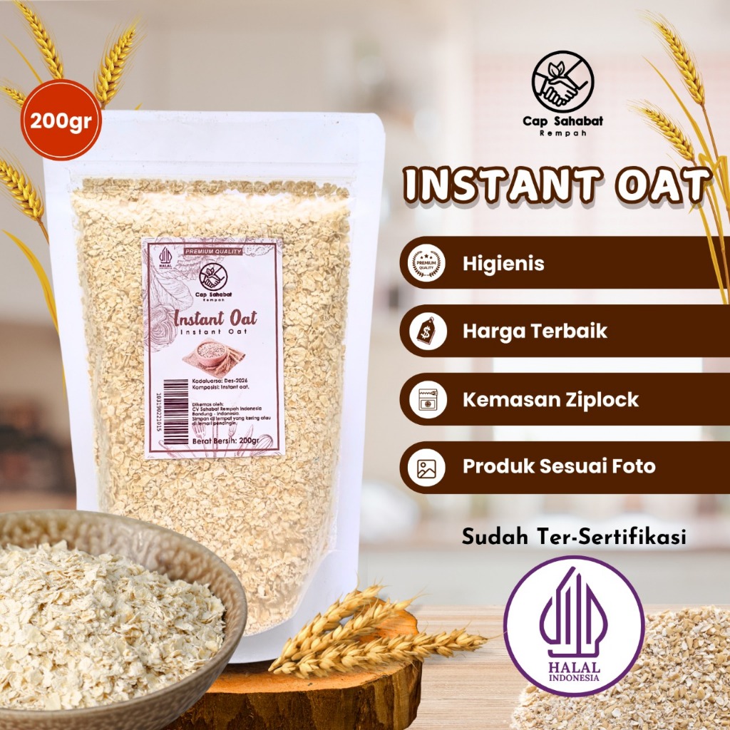 

200gr Instant Oats / Quick Rolled Oat / Gandum Utuh / JSR 100% PREMIUM QUALITY