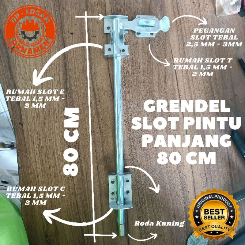 Slot bawah Roda Kuning panjang 80 cm , slot pintu henderson, pintu gebyog