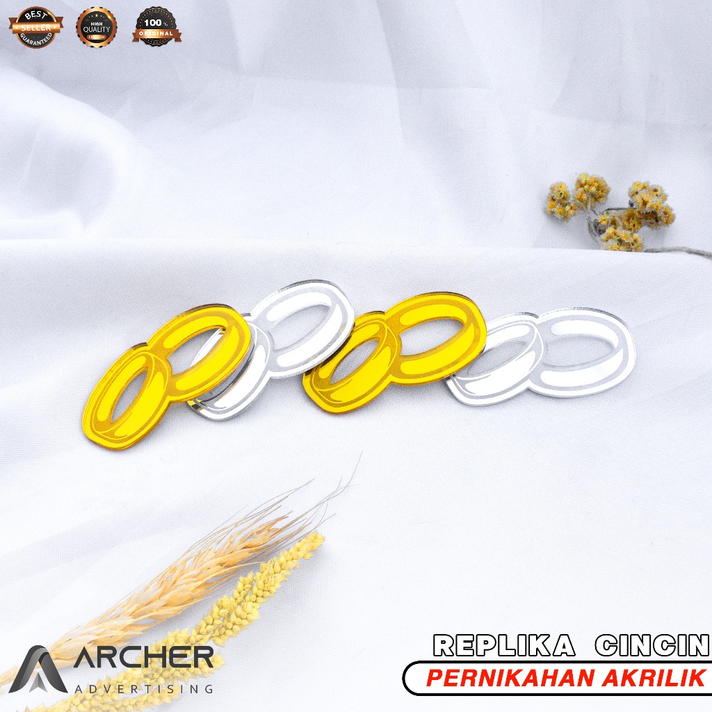 REPLIKA CINCIN PERNIKAHAN GOLD SILVER HIASAN MAHAR AKRILIK