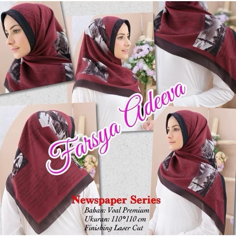 Hijab Motif Arab Koran Premium - Kerudung Segiempat Motif Koran arab Laser cut Premium