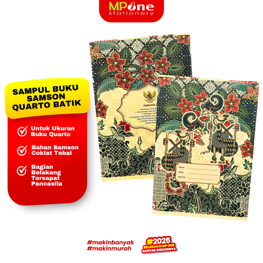 

(1PACK) Sampul Buku Samson Quarto Motif Batik / Sampul Buku Sekolah Ukuran Kwarto / Sampul Buku Coklat Samson Q isi 20lembar