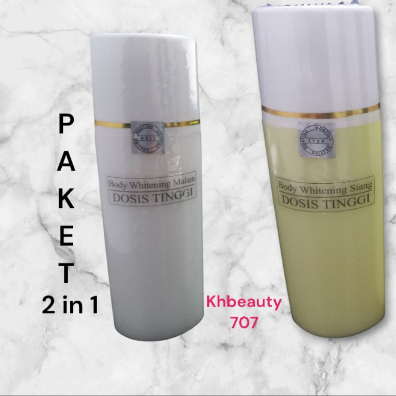 [" PAKET 2 IN 1" DAPAT BONUS SABUN GOLD 1] HB DOSTING SIANG & MALAM SUPER WHITENING|HANBODY SUPER MU