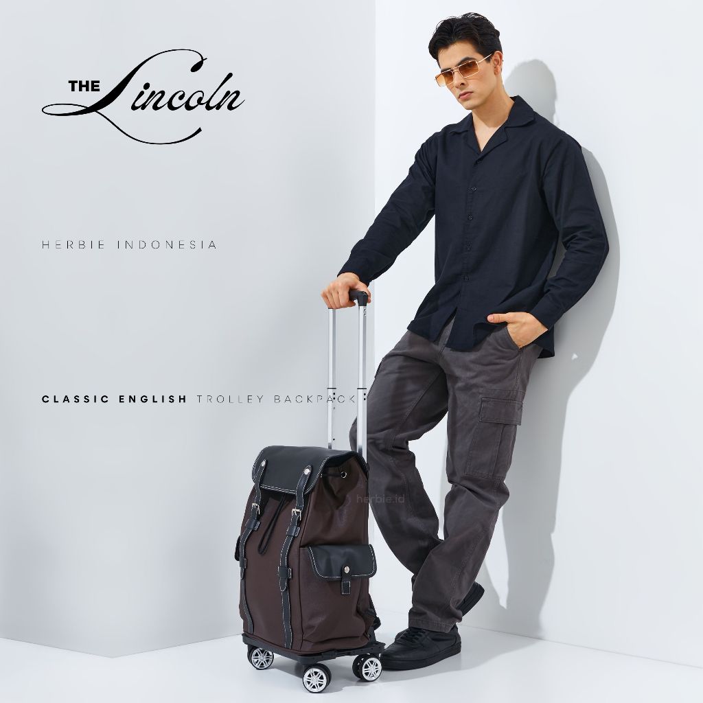[THE LINCOLN] TAS RANSEL TROLI FASHION KOPER KABIN BAGASI PESAWAT BAHAN KULIT LEATHER PREMIUM ANTI A