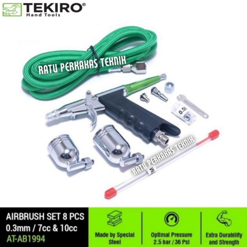 TEKIRO Air Brush Set 8 pcs 0.3 mm / Airbrush Kit Paint Spray Gun Spet Pen Lukis Mural Grafiti