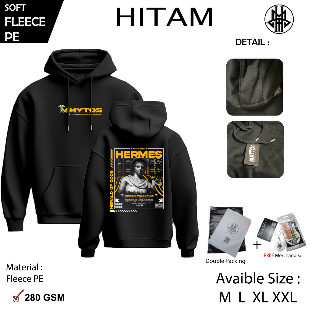 Mhytos Hoodie Jumper Distro Hermes Unisex Pria Wanita Bahan Fleece Tebal 280 gsm