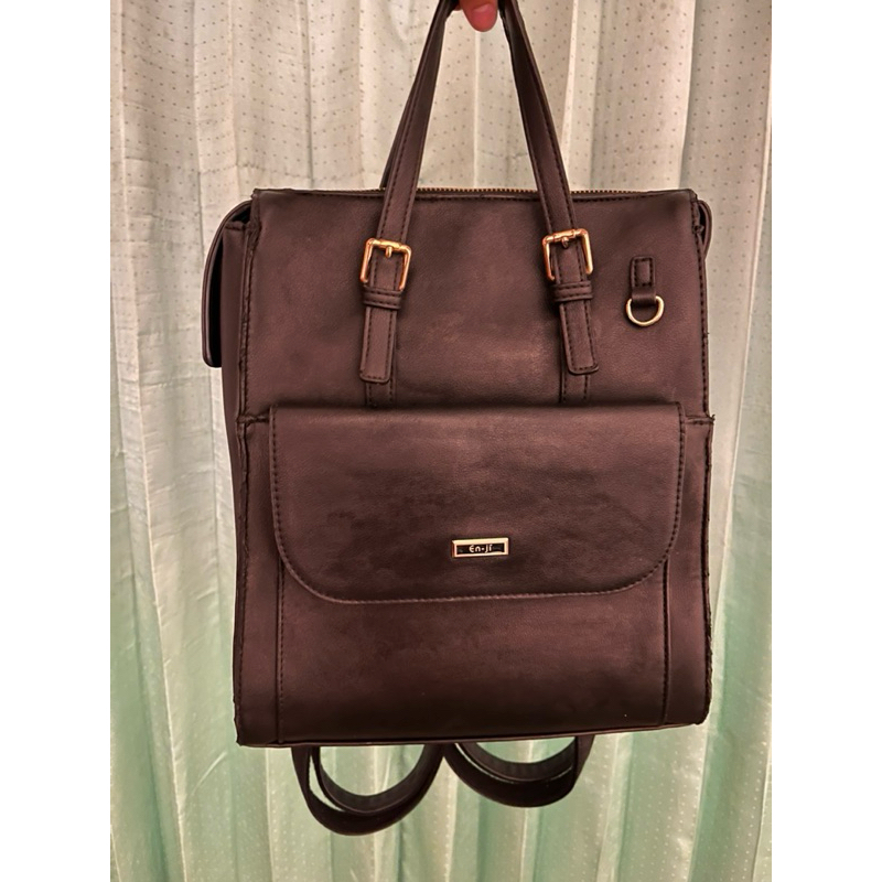 Enji Backpack Kulit Hitam Preloved - Tas True Beauty Jukyung. FREE BAJU
