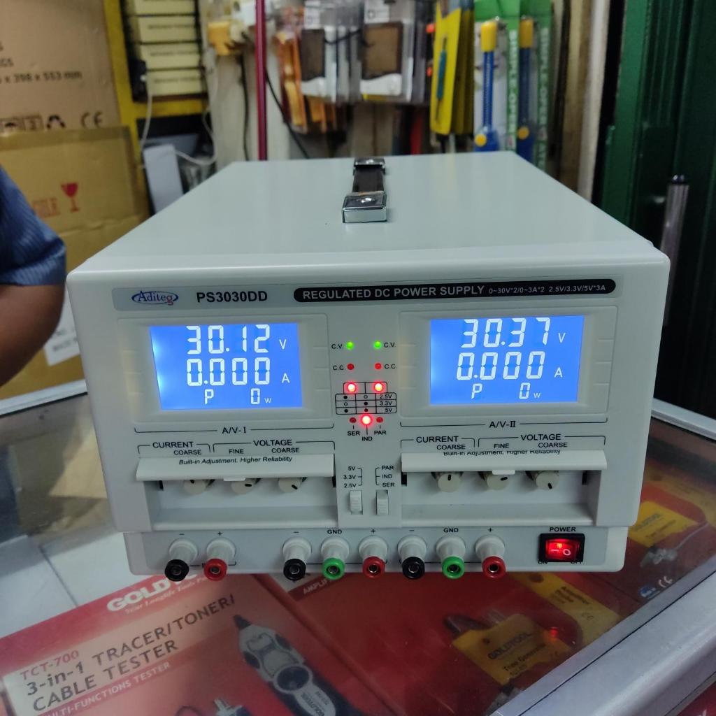 Aditeg PS-3030DD DC Power Suply 2 Channel 0-30V/ 0-3A