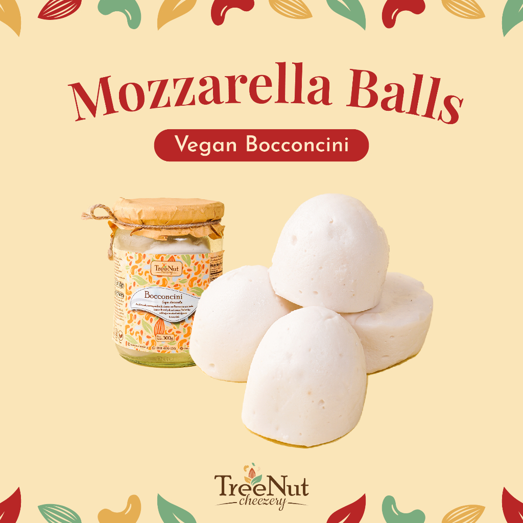

Keju Vegan Mozzarella Balls Lembut & Meleleh - Cheese Nabati - Vegetarian Food | TreeNut Cheezery