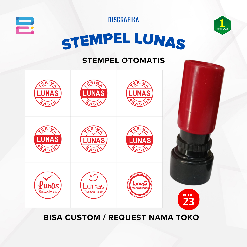 

Stempel Lunas Bulat Warna - Bulat 23 mm