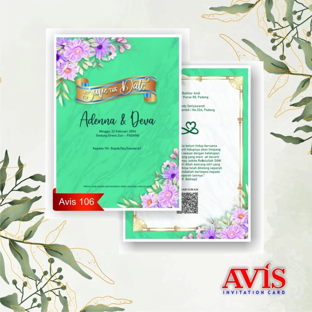 Cetak Undangan Avis 106 - 110 Mewah Elegan Modern Avis Murah