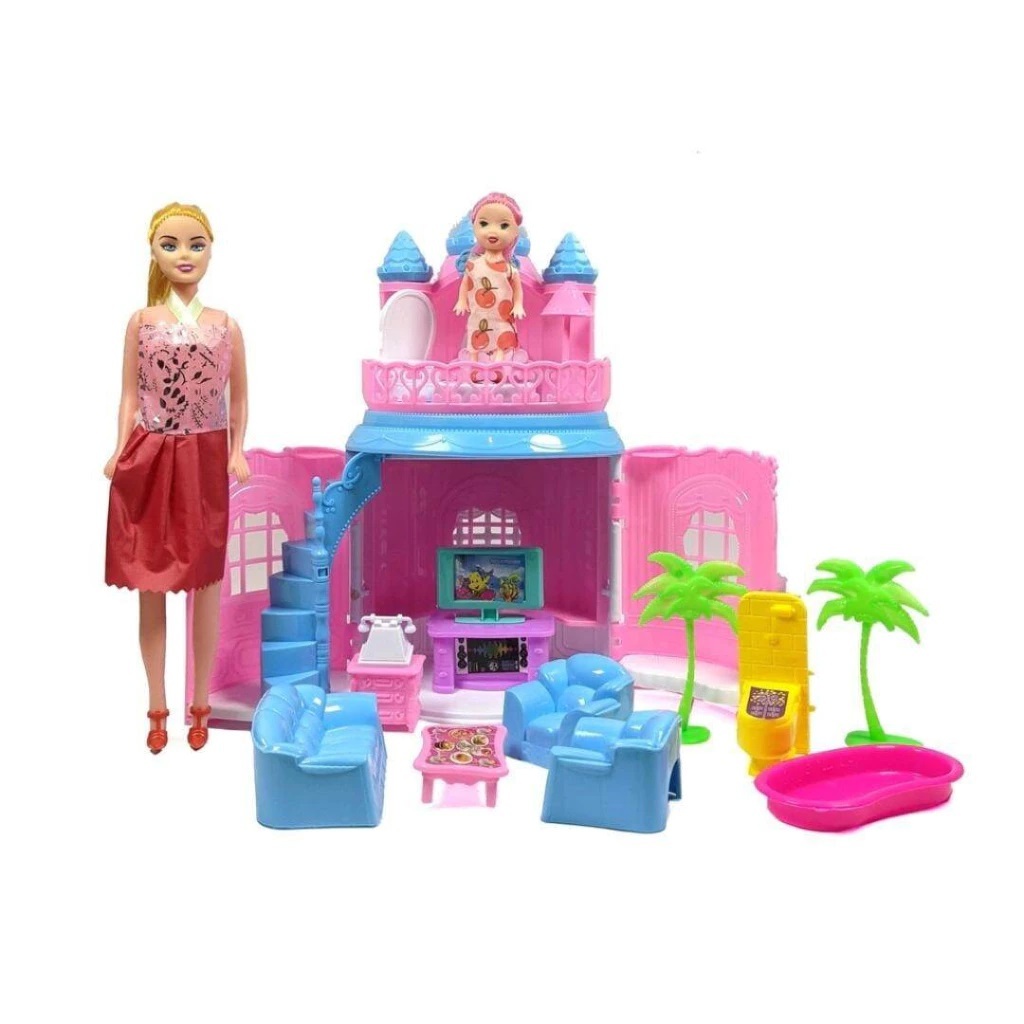 Mainan Anak Perempuan Rumah Barbie Set Istana Barbie Rumah Rumahan Boneka Set Lengkap Mainan Cewek
