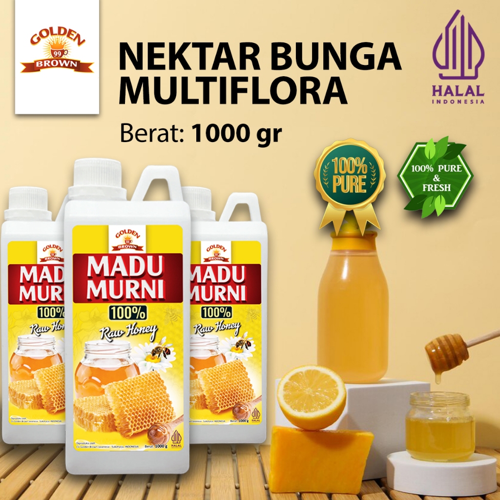 

Madu Asli Murni Golden Brown Grade A Varian Multiflora 1000 Gr (1Kg) 100% Pure Natural Raw Honey
