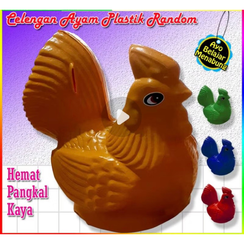 Celengan Ayam Jago Plastik  Besar / Celengan Ayam Viral / Celengan Ayam Lucu