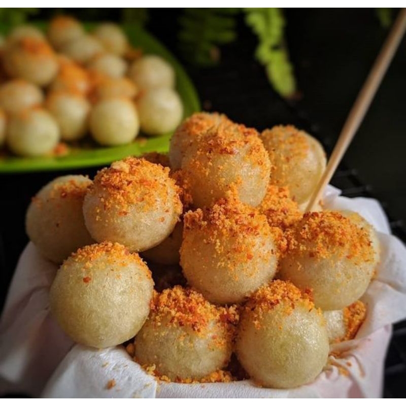 

Cimol isi keju mozzarella dan ayam pedas