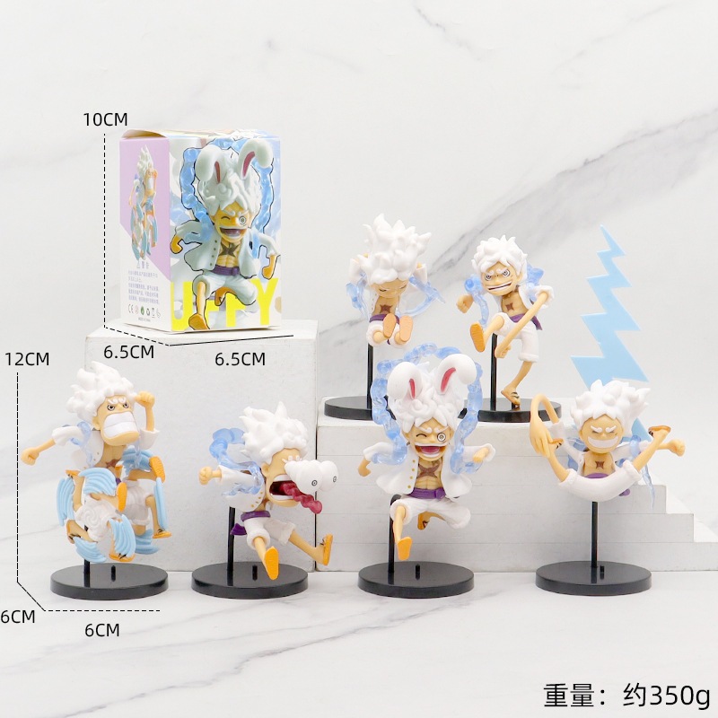 Action Figure One Piece Luffy Gear 5 Chibi Lucu Berkualitas Tinggi - Pajangan Meja & Mobil Koleksi A