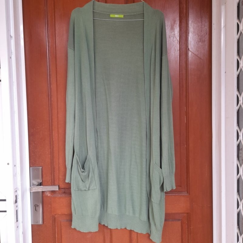 (PRELOVED) Cardigan/Long Outer Katun Knit Hijau