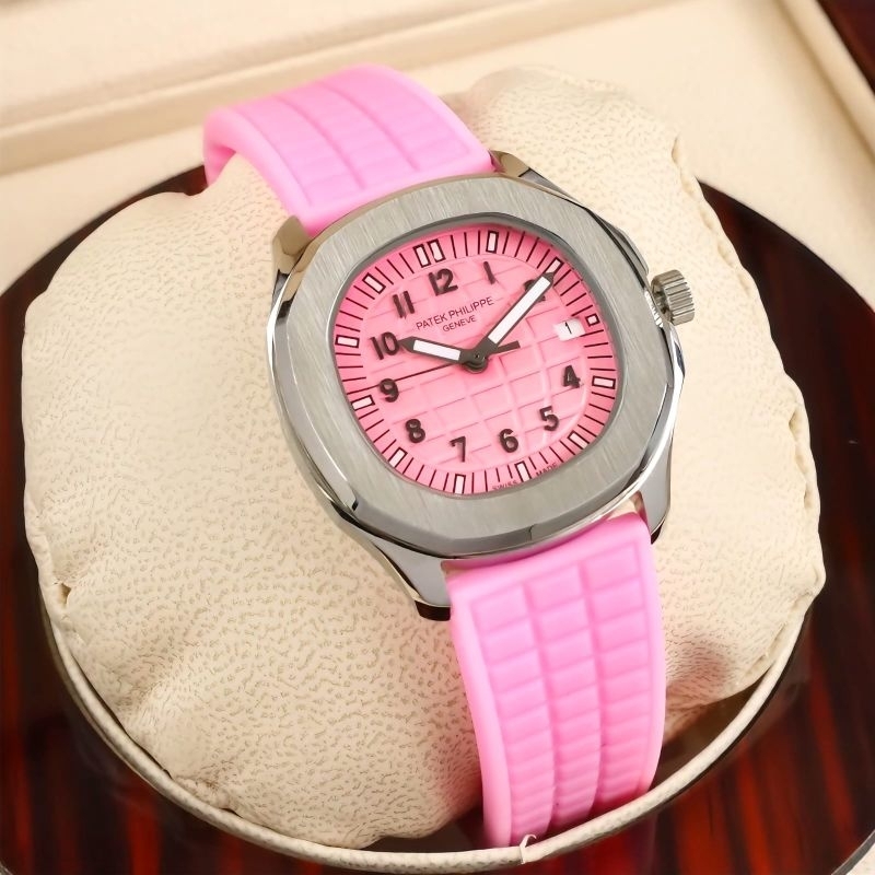 JAM TANGAN WANITA PATEK PHILIP AQUANAUT RUBBER PINK JAPAN QUARTZ SUPER QUALITY DIAMETER 36MM