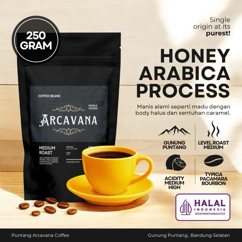 

Kopi Arabika Gunung Puntang Honey - Biji / Bubuk - 250g