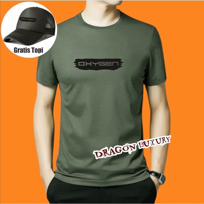 BONUS TOPI  Baju Kaos T shirt Distro Oxygen Premium Pria Wanita Cowo Cewe Keren 100% Original Cotton