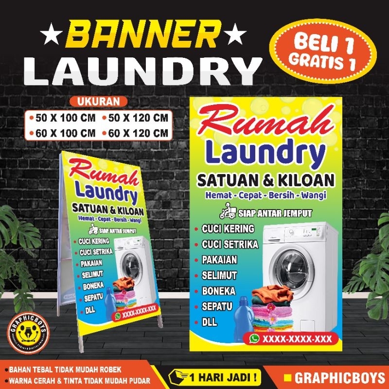 Spanduk Laundry Custom Terbaru, Banner Laundry Custom Terbaru
