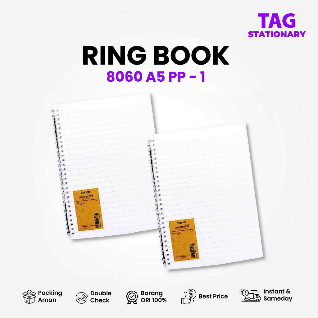 

GREEBEL Buku Tulis Ring Spiral / Ring Book 8060 A5 PP-1 / Buku Catatan Spiral Timur Agung Grosir