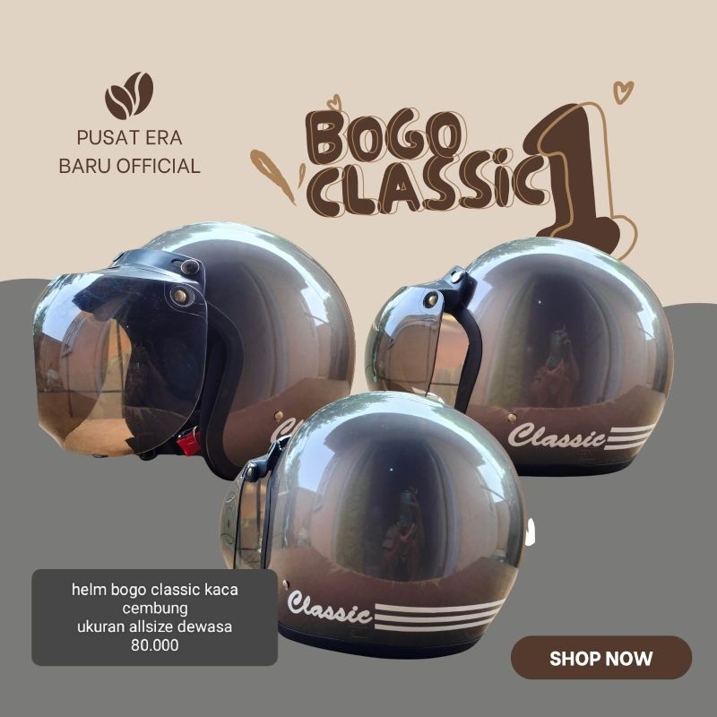 Helm SNI Bogo Classic Half Face Dewasa Cewek Cowok Perempuan Pria