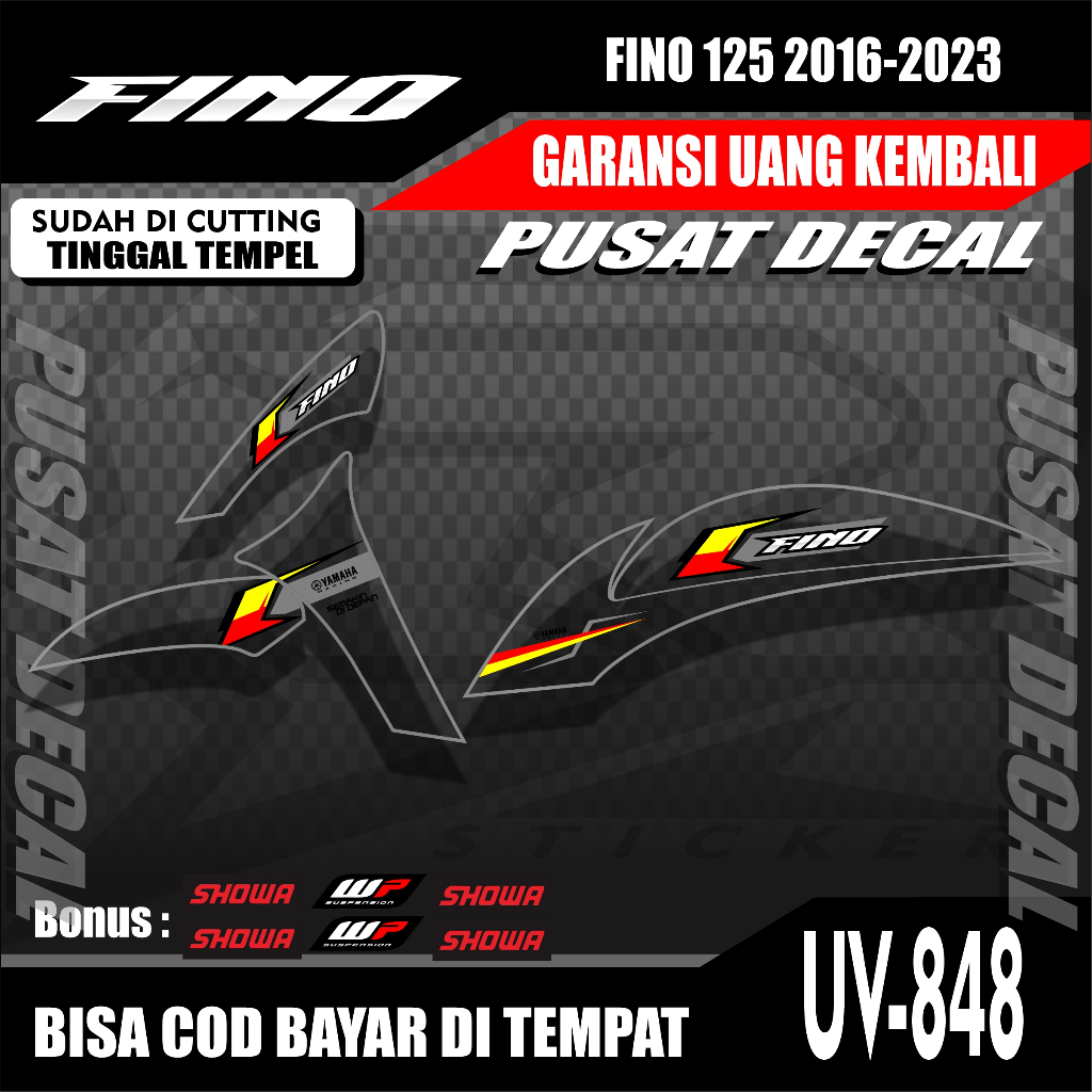 UV-848 Sticker Striping Transparan Bahan Bening Premium Yamaha FINO FI NEW 125 Aksesoris Sepeda Moto