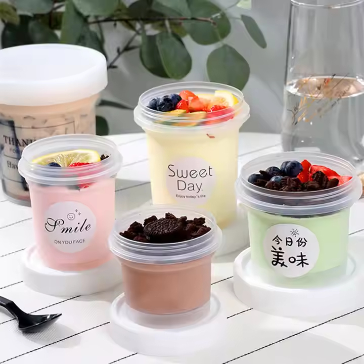 

Cup Ember Bucket Dessert Injection Bulat 500ml 700ml minuman anti tumpah + Lid + Handle