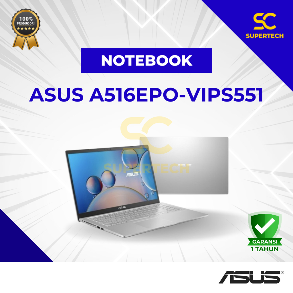 Notebook Asus A516EPO-VIPS551 i5-1135G7 8GB 512ssd MX330 W10 15.6FHD