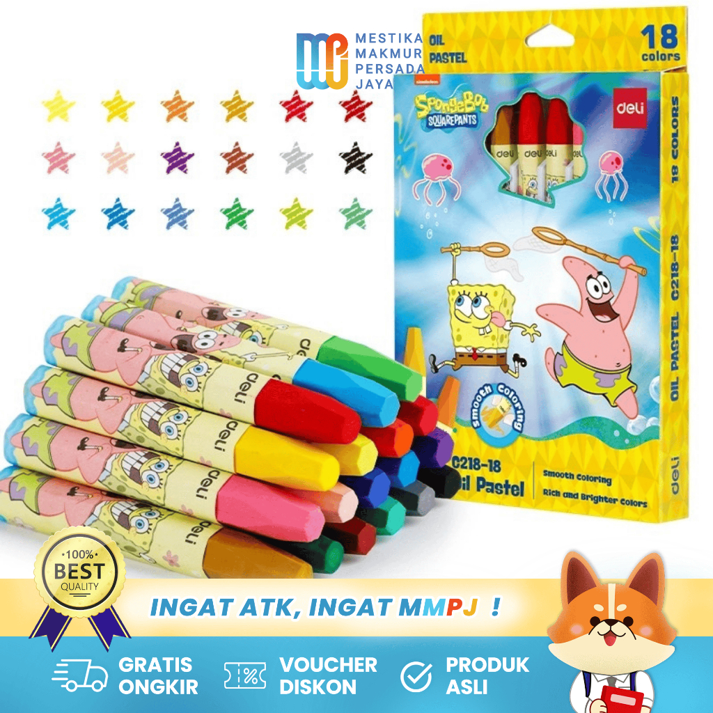 

Deli Crayon Anak Lengkap - Oil Pastel 18 Warna Hexagonal EC218