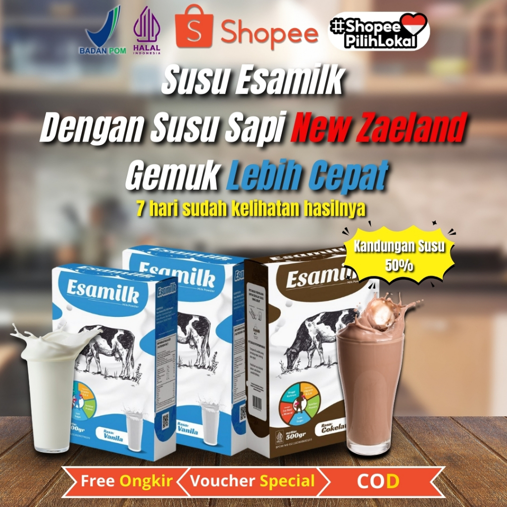 

Susu Esamilk 500gr - Susu Penggemuk Badan - Susu Sapi New Zaeland
