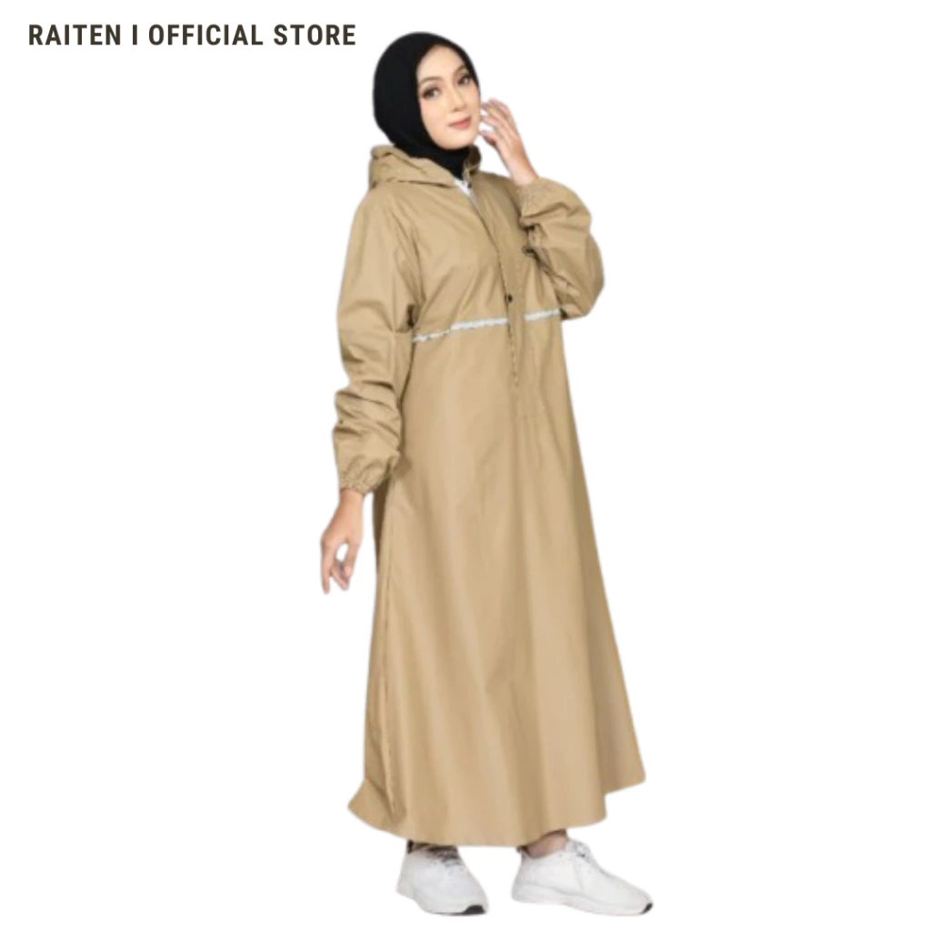 Jas Hujan Gamis Muslimah Mantel Jumbo Wanita Hijab Syar'i Raincoat Jubah Mantol Motor