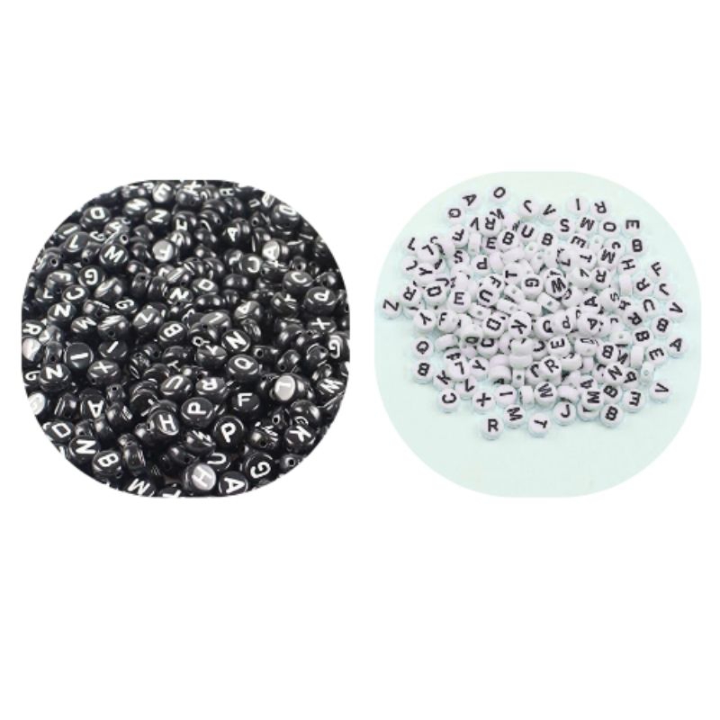 25 gram manik-manik huruf bulat pipih