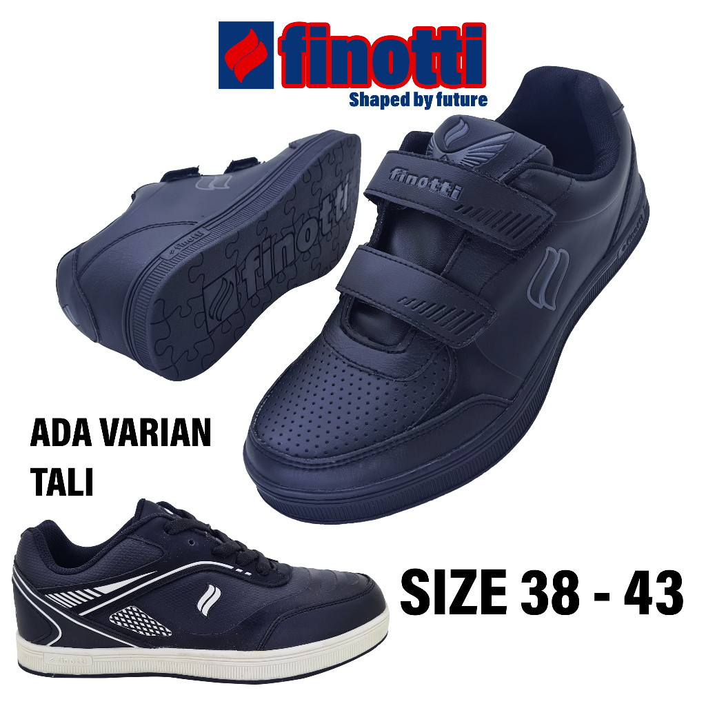 Sepatu sneakers hitam polos sekolah Finotti Saturnus 03 04