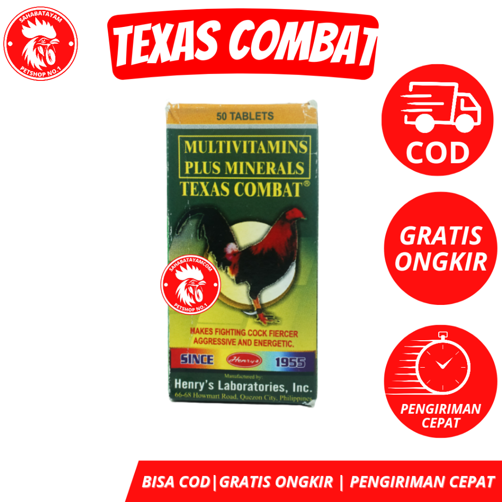 Texas Combat isi 50 Kapsul Suplemen Ayam Aduan Texas Combat Doping Ayam Ganas