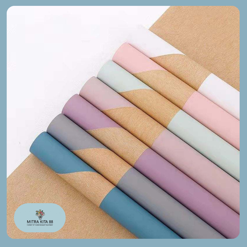 

Isi 20 LEMBAR Flower Wrapping Paper Bi Color Kraft Cellophane Kertas Bunga Buket Wrapping Paper Bicolor Vintage KB035
