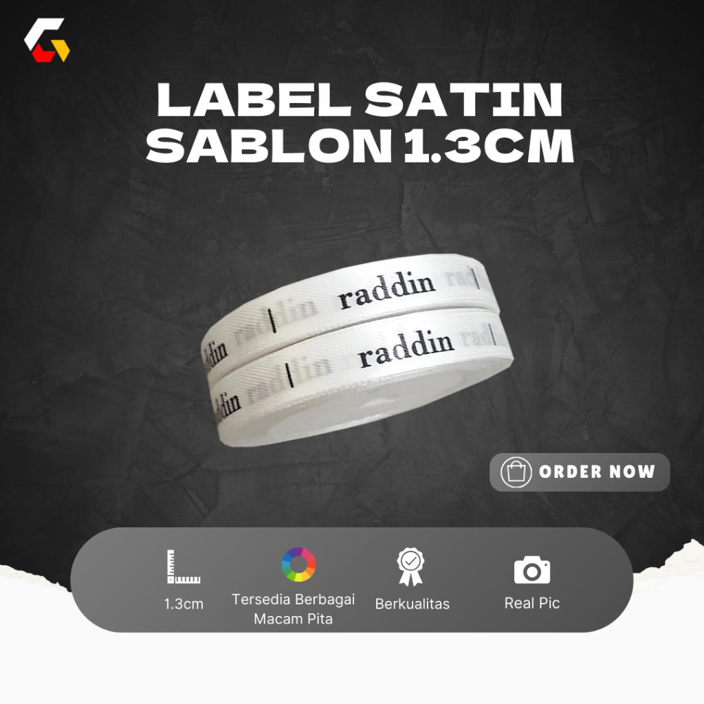 

RN Custom Pita Satin Sablon Label Baju Pita Kado Hampers Hijab Aksesoris